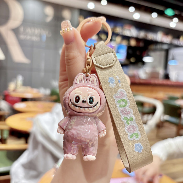 Wholesale Cartoon Keychain Pendant Cute PVC Leather Rope Silicone Doll Couple Bag Pendant Gift