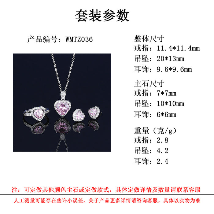 Wholesale Pink Crystal Zircon Necklace Set for Women