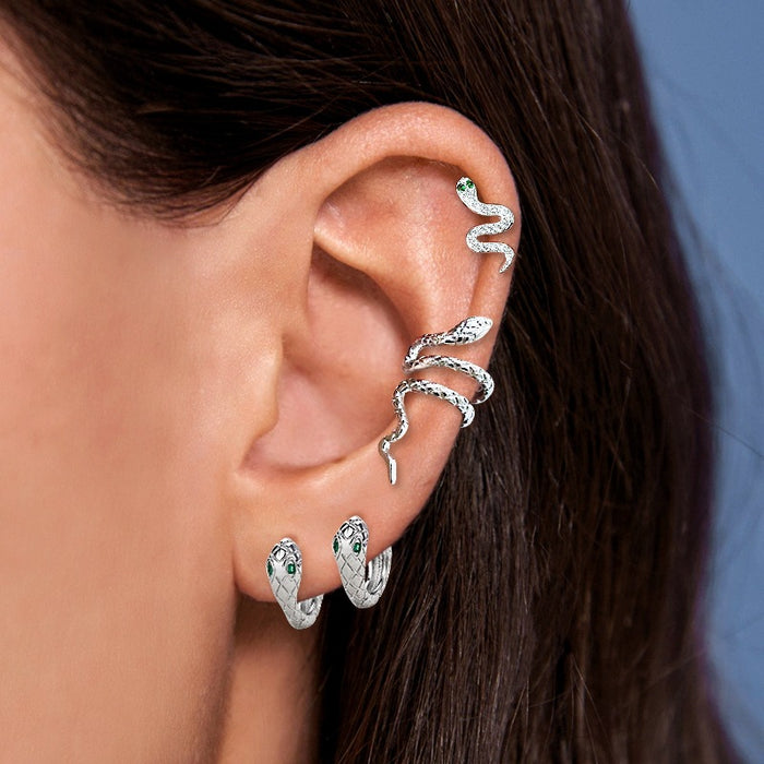 Wholesale Serpentine earrings, small snake earrings, ear bone clip, zircon snake head, ear clasp, no ear hole, ear clip