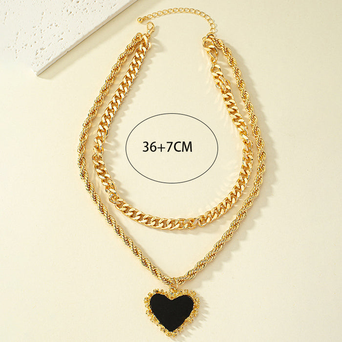 Wholesale Double Layer Heart Shaped Alloy Necklace JDC-NE-WeiY007