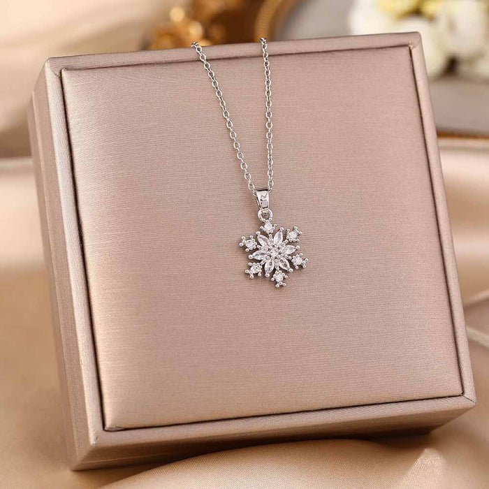 Wholesale Micro-Inlaid Zirconia Silver Titanium Steel Necklace JDC-NE-YinY001