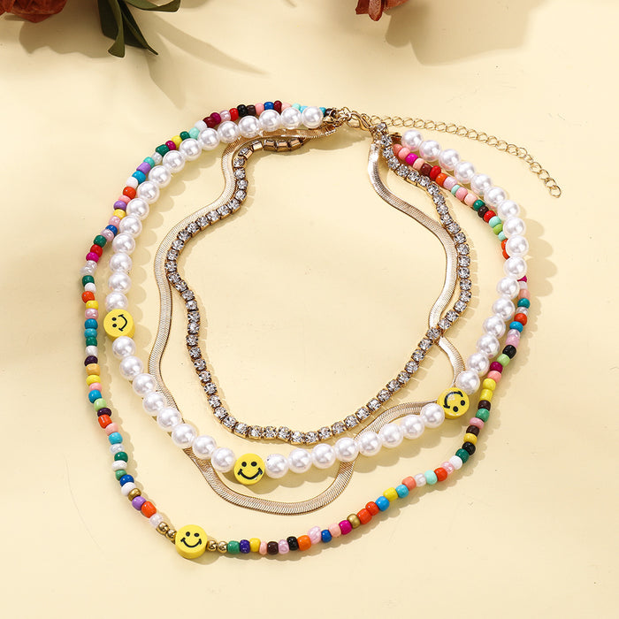Wholesale Trendy Imitation Baroque Pearl Necklace for Women Simple Diamond Clavicle Chain
