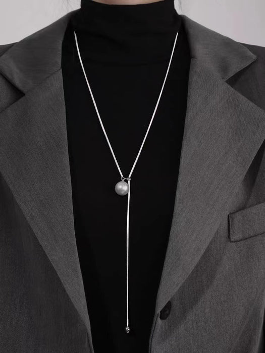 Wholesale pearl necklace popular long  chain elegant high-end high-grade accessories clavicle chain