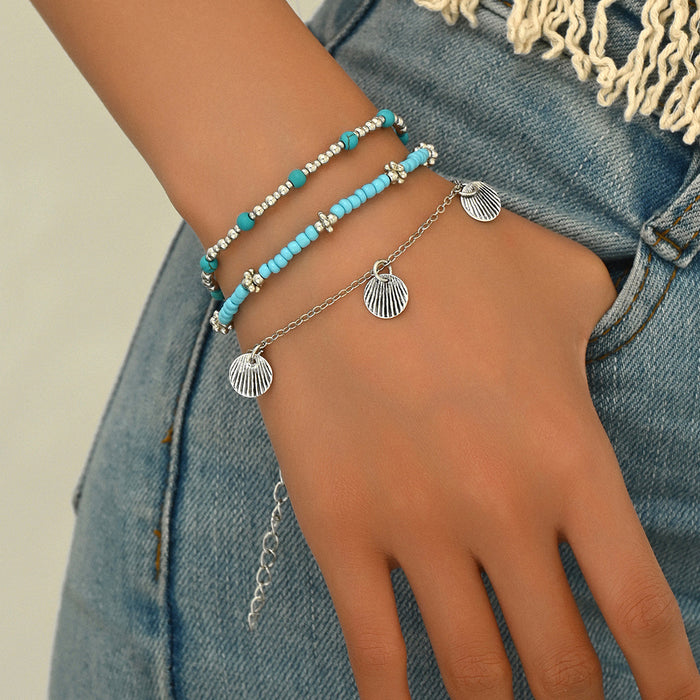 Wholesale Retro Shell Pendant Beaded Anklet Fashion Jewelry Accessory MOQ≥2