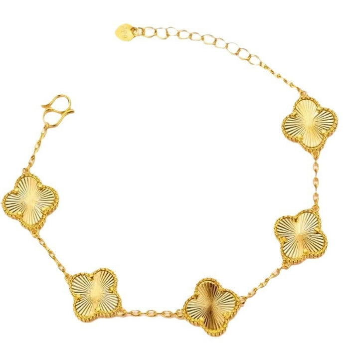 Wholesale Five Flowers Four Leaf Clover Bracelet for Women Lucky Grass Bracelet Gold