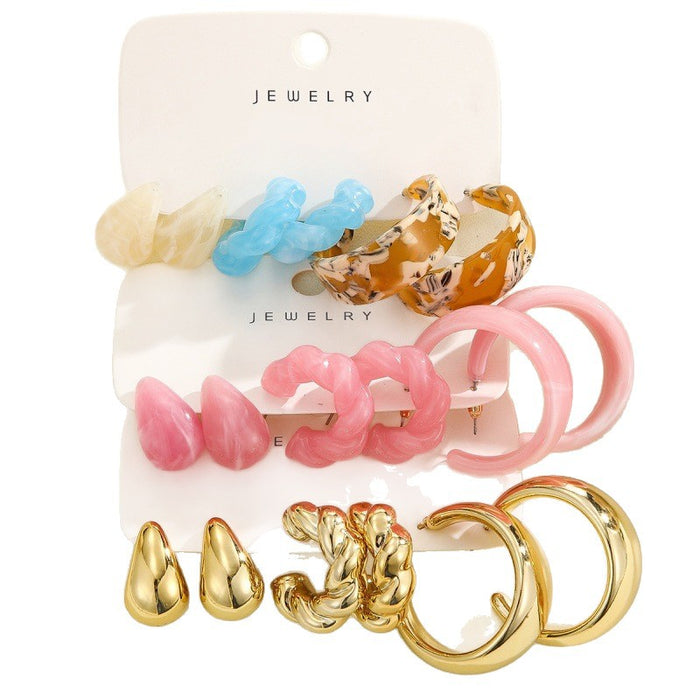 Wholesale Acrylic new high-end gold earring set with earrings and accessories