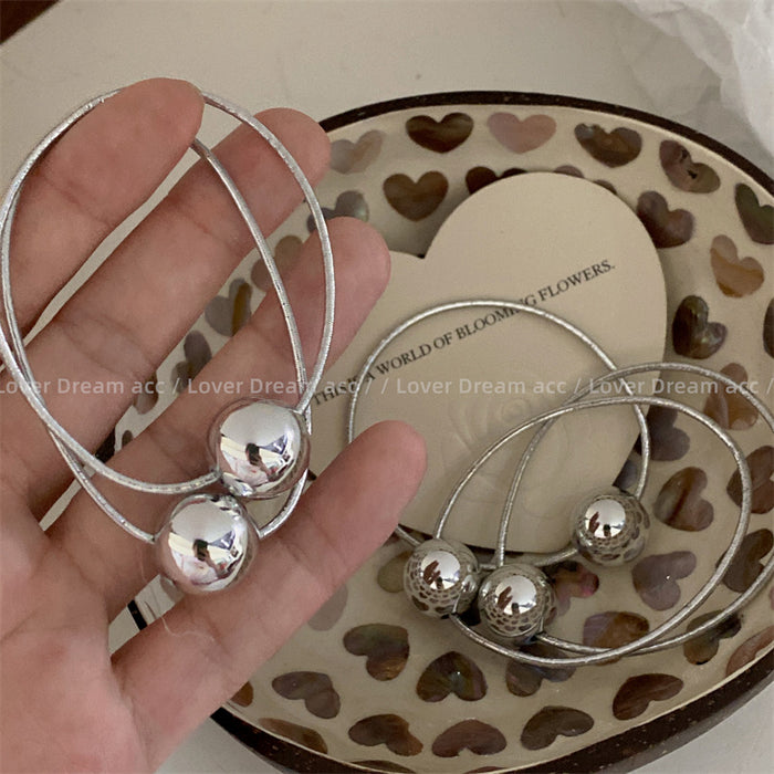 Wholesale Bright Silver Ball High Elastic Rubber Band Hair