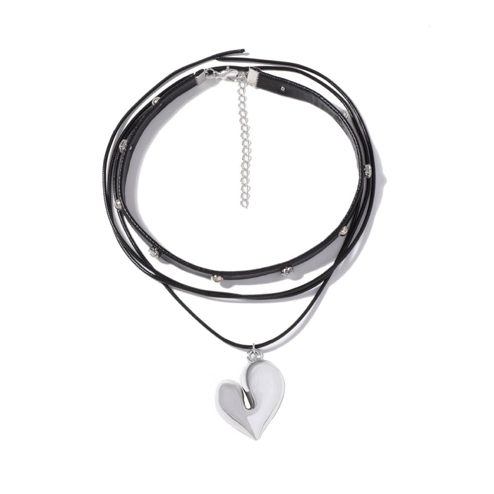 Wholesale Western Denim Style Personalized Trend Love Pendant Two-piece Necklace