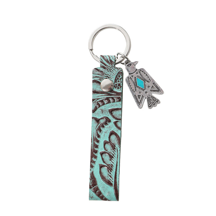 Wholesale Genuine Leather Retro Keychain with Handmade Textured Design