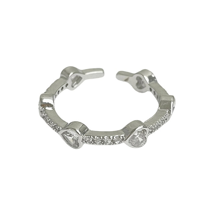 Wholesale Simple and fashionable geometric diamond inlaid zircon open ring, niche, light luxury, high-end, versatile