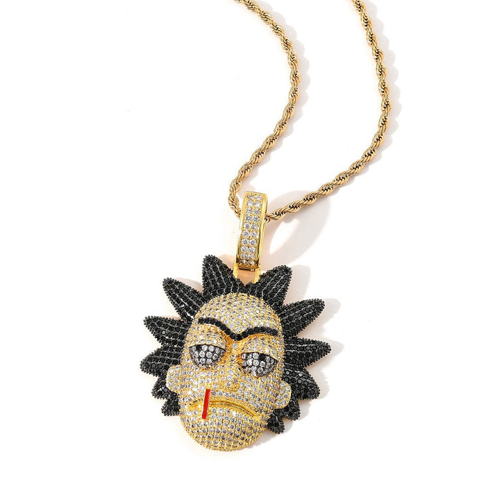 Wholesale cartoon Figure Micro-inlaid Hip-hop Necklace