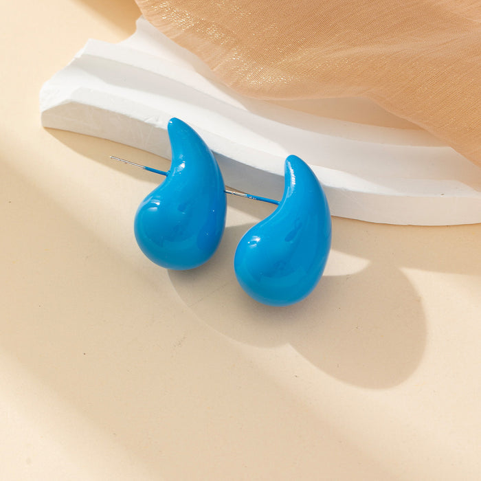 Wholesale Water droplet shaped earrings with a simple temperament and tear drop enamel anti allergic earrings