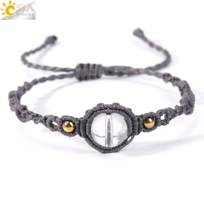 Wholesale Natural Crystal Amethyst Beaded Bracelet Handwoven Adjustable Design Office Lady Style Gift Jewelry