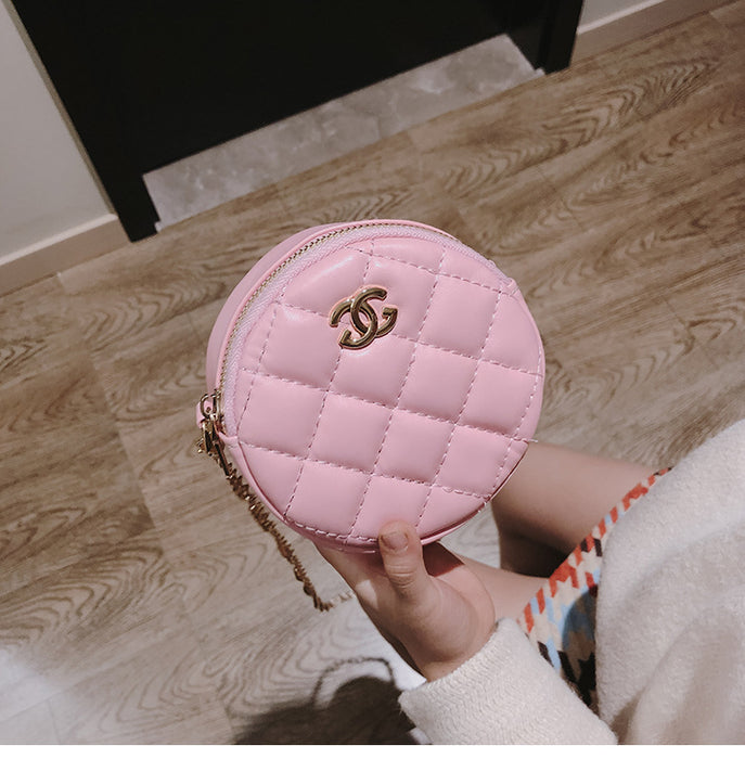 Wholesale PU Lingge Embroidered Thread Single Shoulder Bag Crossbody Bag Children's Bag Small Round Bag JDC-SD-DaJu004