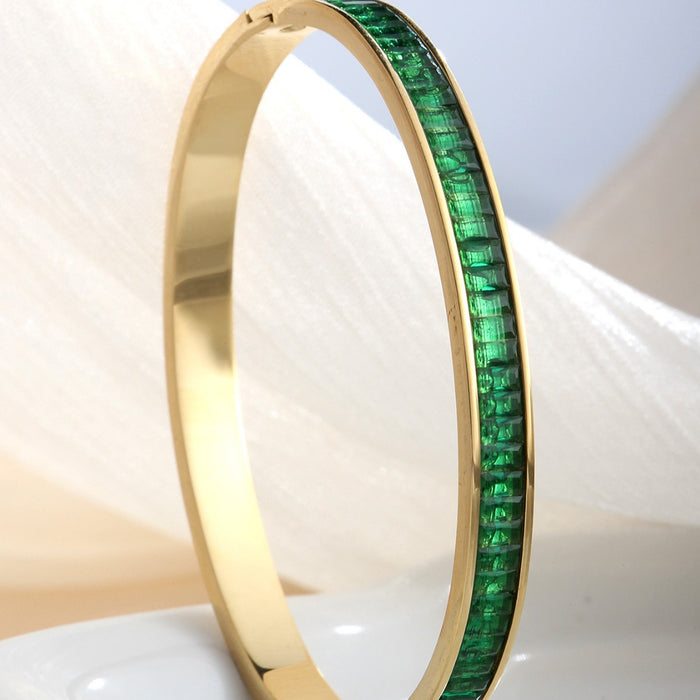 Wholesale Stainless steel bracelet with half-circle full diamond clasp