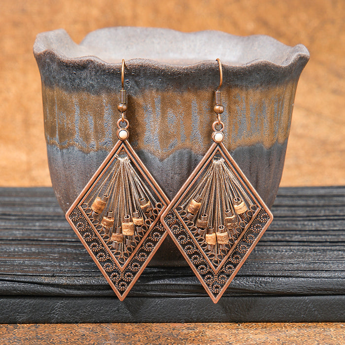 Wholesale 2pcs retro ethnic geometric turquoise earrings