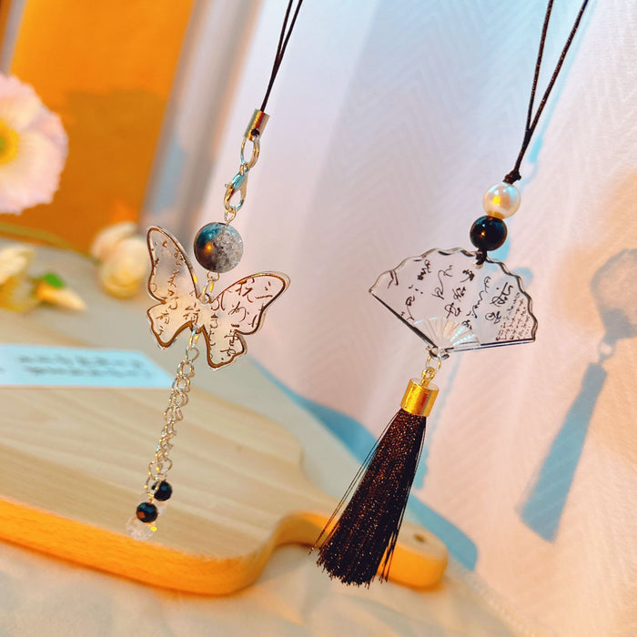Wholesale Calligraphy Mobile Phone Chain Niche Gift Creative keychain Bag Hanging Ornaments