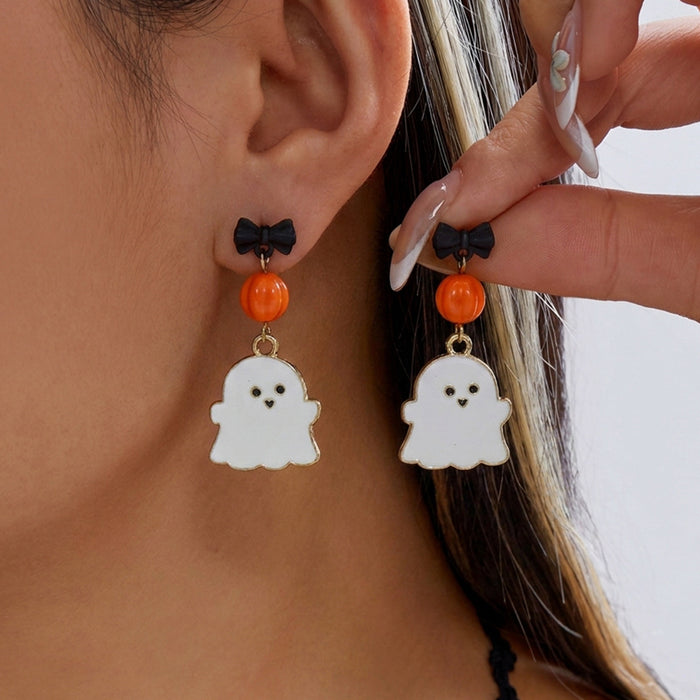 Wholesale Ghost Cat Pumpkin Skull Alloy Ear Studs Jewelry Accessory