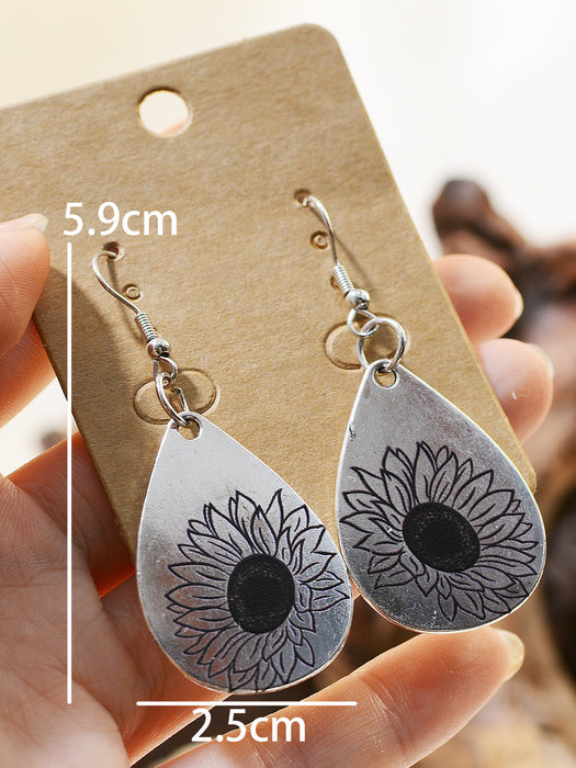 Wholesale Sunflower Hand Drawn Texture Sketch Earrings JDC-ES-ChenC010