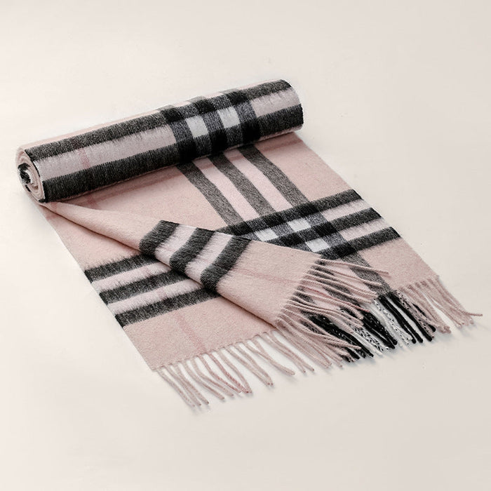 Wholesale Scarf Wool Warm Winter Plaid Tassel Shawl (F) JDC-SF-HZC001