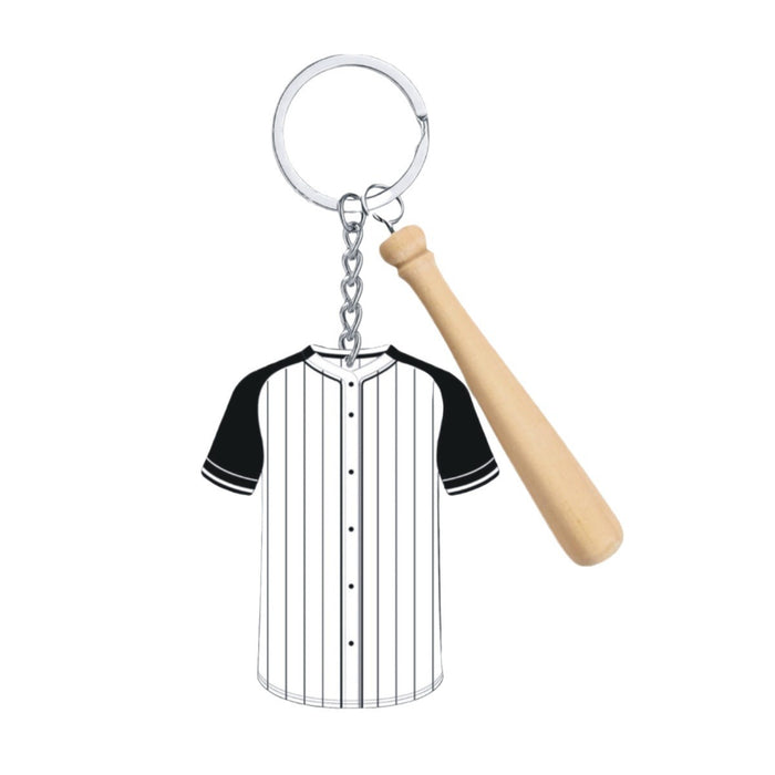 Wholesale 18PCS White and Yellow Acrylic Jersey Baseball PU Leather Tassel Keychain JDC-KC-HuiWen004