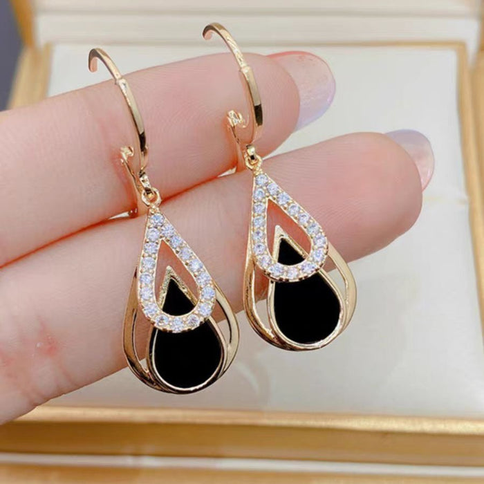 Wholesale  Earrings  Double Layer Water Drop Hollow Earrings