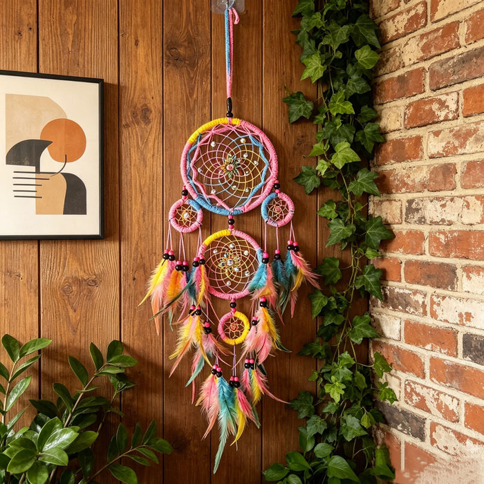 Wholesale Handwoven Iron Dreamcatcher with Feathers Boho Decorative Hanging Ornament