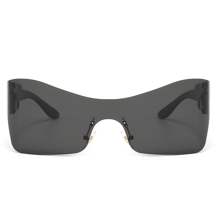 Wholesale  Large Frame Curved Riding Glasses UV400 Anti-UV Outdoor Sports Sunglasses Concave Shape Tie-in Sunglasses