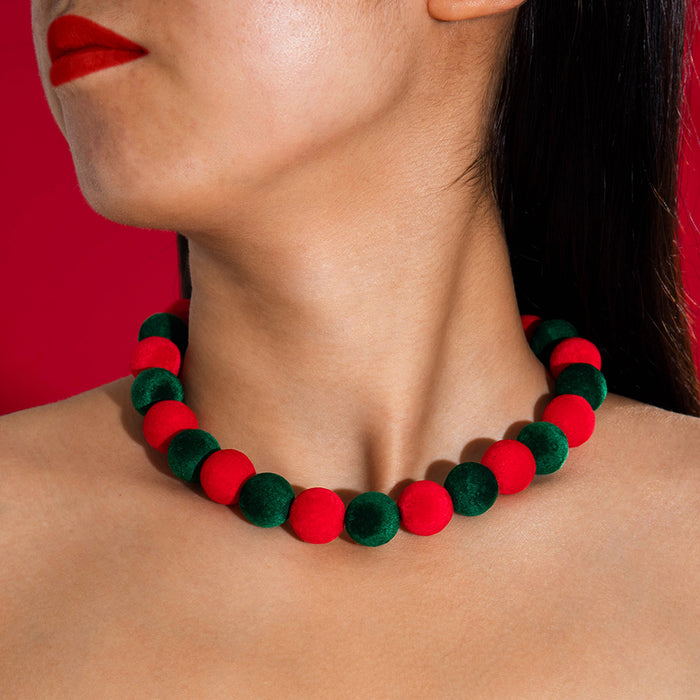 Wholesale Acrylic Beaded Choker Necklace Colorful Pom-Pom Design Fashion Jewelry Accessory MOQ≥2