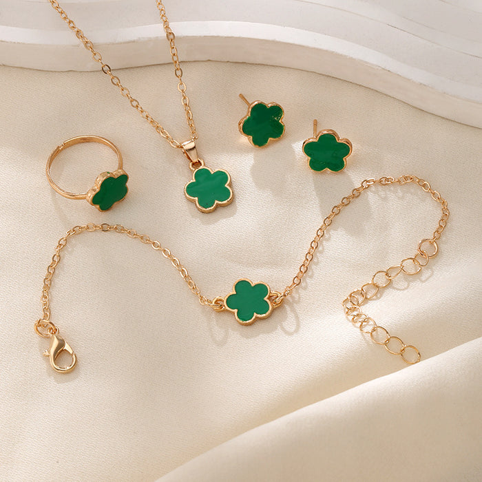 Wholesale Alloy Five-leaf Clover Jewelry Set JDC-BT-ChaoKai003