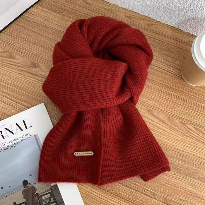 Wholesale Wool Knitted Solid Color Thick Warm Scarf JDC-SF-Jieh003