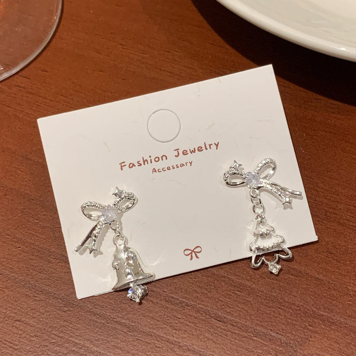 Wholesale Christmas Bell Bow Elegant Earrings