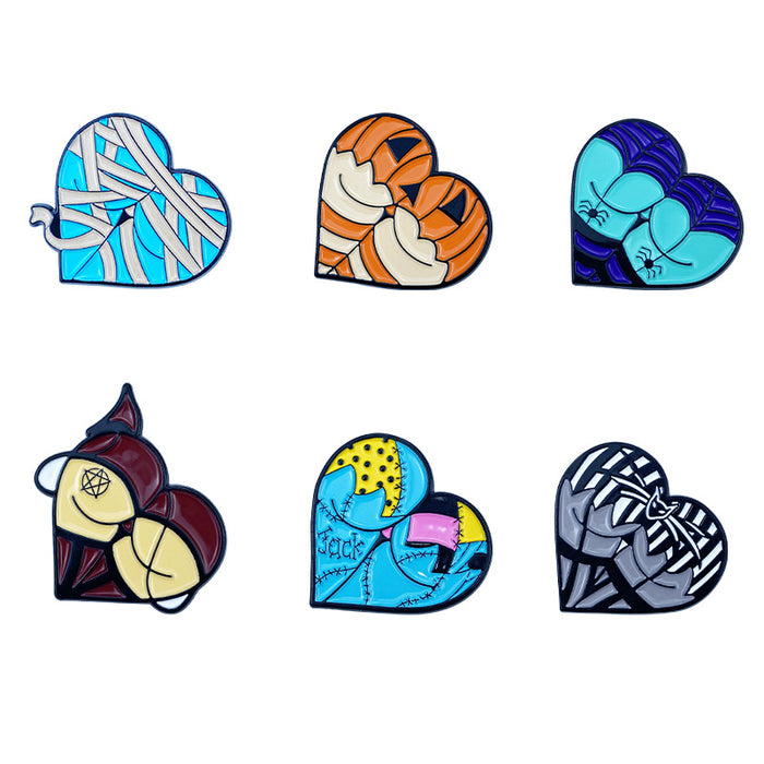 Wholesale Cartoon cute heart-shaped alloy badge creative funny fun pumpkin metal brooch MOQ≥2