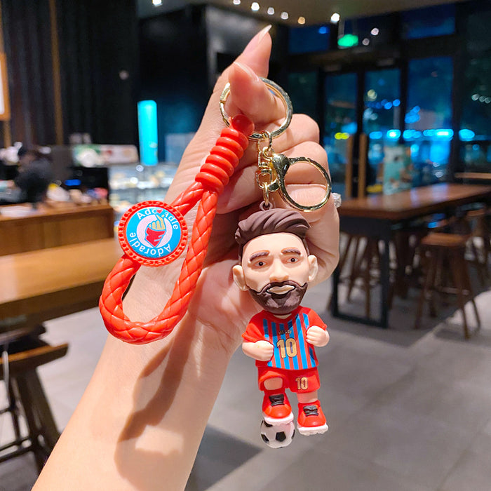 Wholesale Metal Soccer Star Cartoon Keychain Decorative Car Key Accessory MOQ≥2