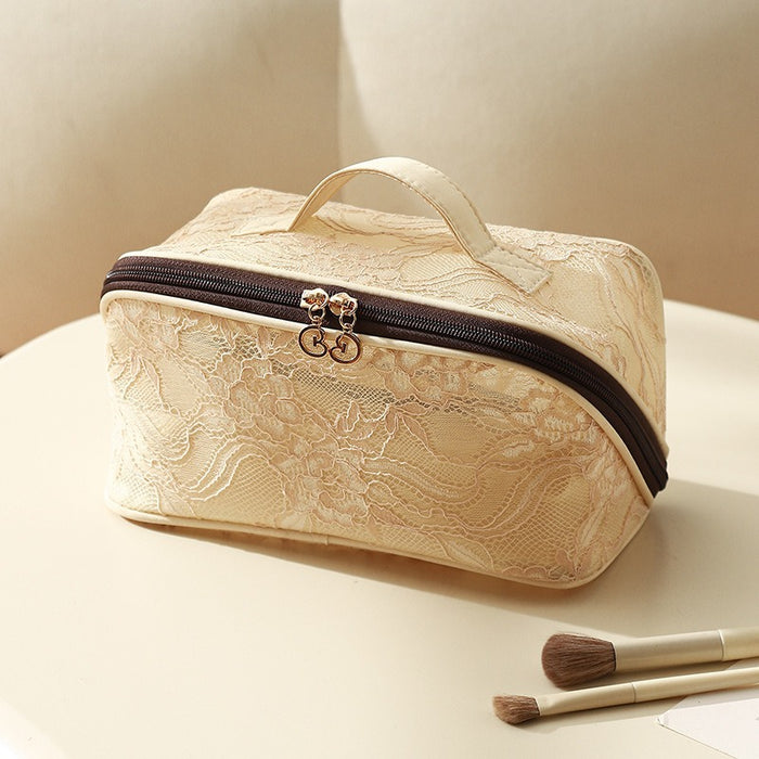 Wholesale Chinese Style Lace Mesh Makeup Bag Large Capacity Travel Toiletry Handbag