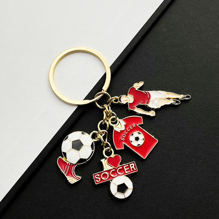 Wholesale Oil Dripping Football Player Zinc Alloy Keychain JDC-KC-LuNeng001