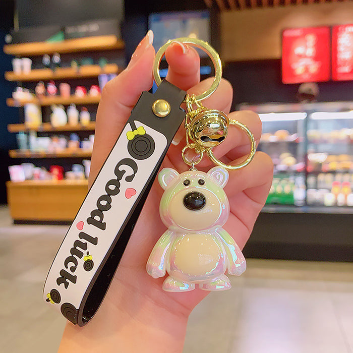 Wholesale Electroplating Creative Cartoon Cute Bear Acrylic Keychain JDC-KC-YD088