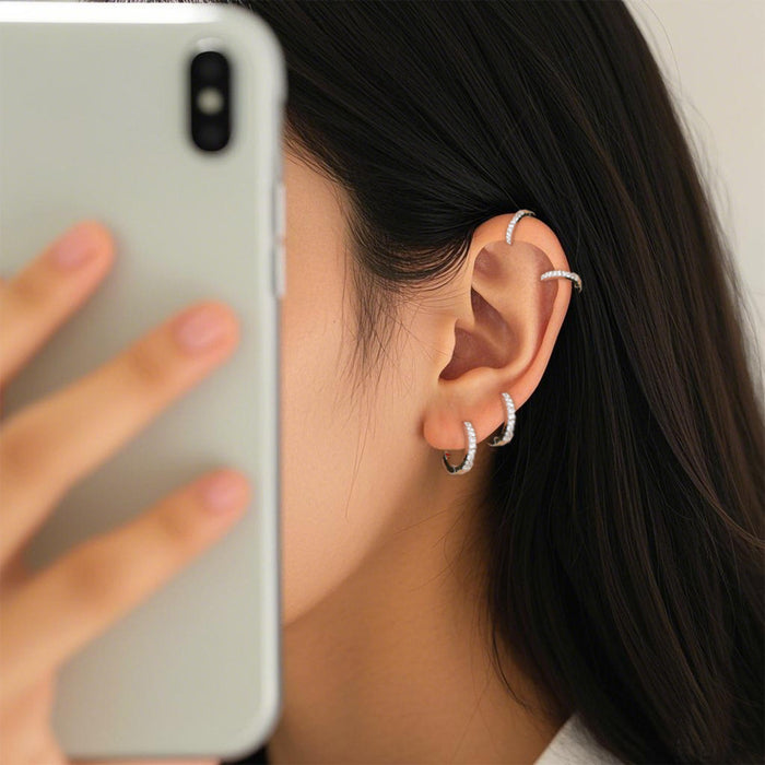 Wholesale Full diamond earrings, fashionable and classic circle zircon earrings, layered and worn