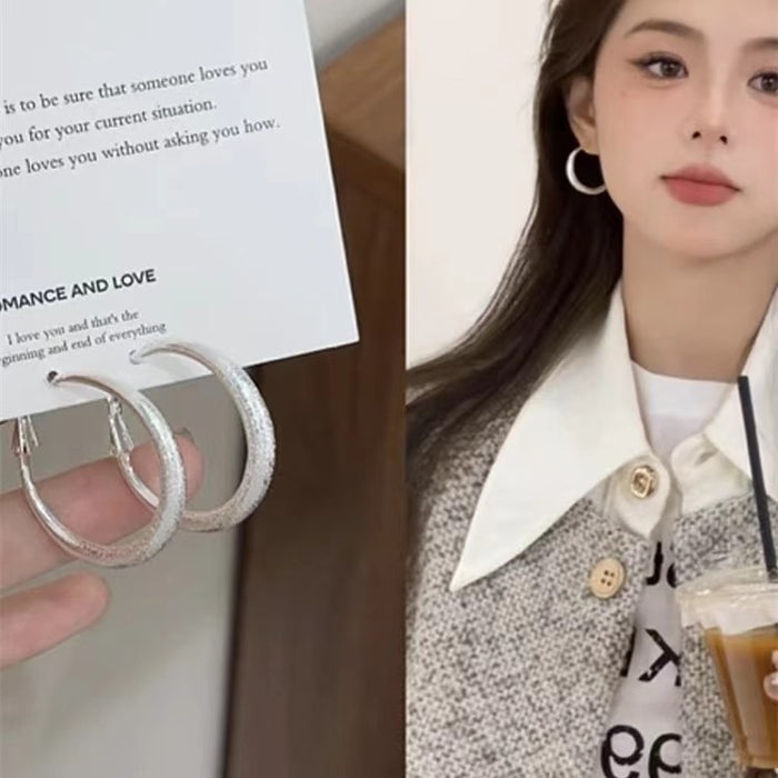 Wholesale Frosted Gymnback silver Ear Ring Ear Buckle Elegant Personality Earrings Earrings