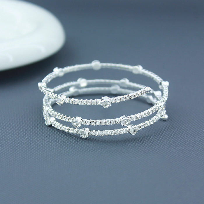 Wholesale Steel Wire Stretch Wrapping Multi-layer Personality Trend Full Diamond Bracelet