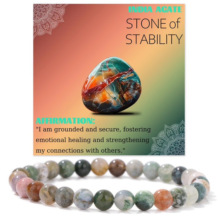 Wholesale 6mm stone bead bracelet with elastic cord card packaging