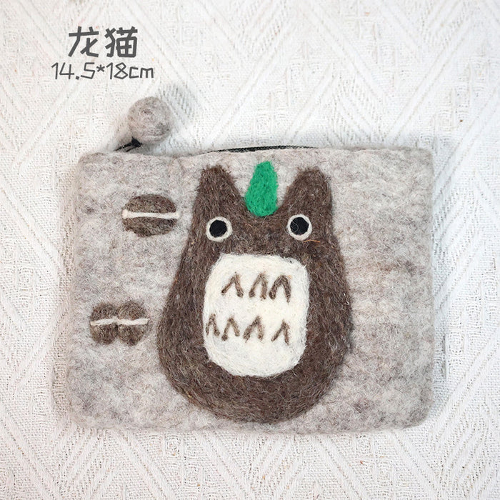 Wholesale  cartoon wool felt coin purse mobile phone bag card holder cartoon cloud  bag storage