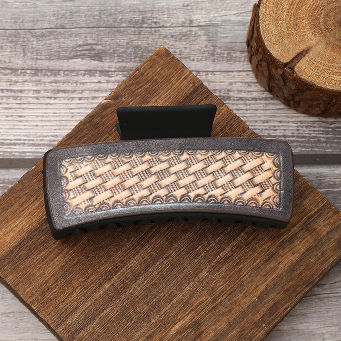 Wholesale Western Sunflower Leather Shark Clip Hairpin Women' s Grab Clip