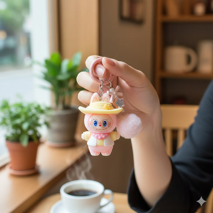 Wholesale Flocked Soft Rubber Doll Keychain