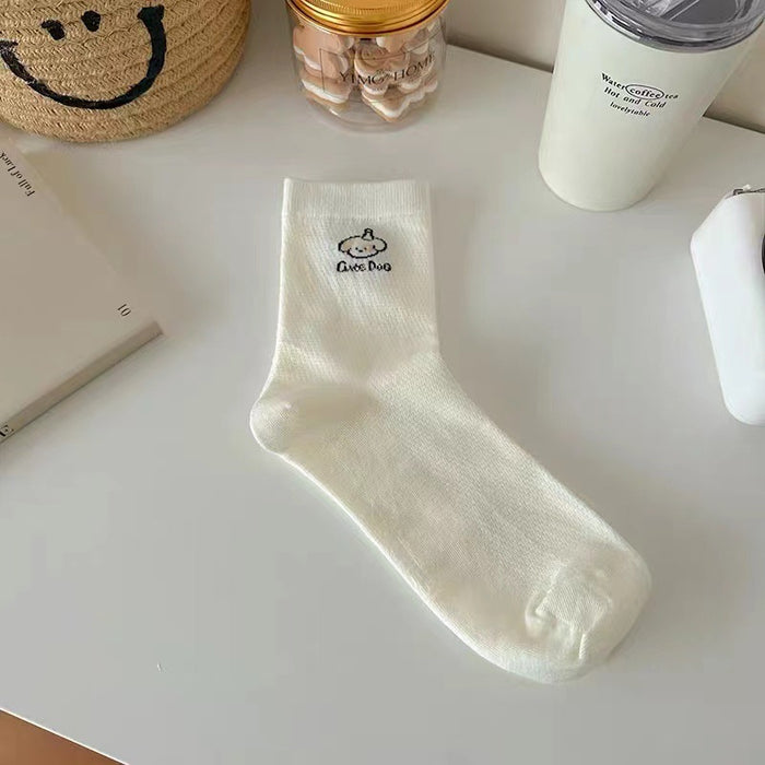 Wholesale White socks, middle tube socks, polyester socks, breathable mesh