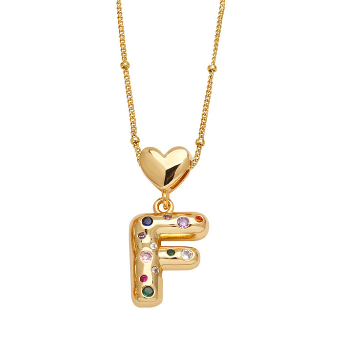 Wholesale  Love  English Letter Necklace Women's Color Zircon Gold Plated Clavicle Chain