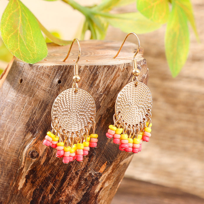 Wholesale Bohemian Tassel Geometric Drop Earrings Electroplated Zinc Alloy Jewelry Accessory MOQ≥2