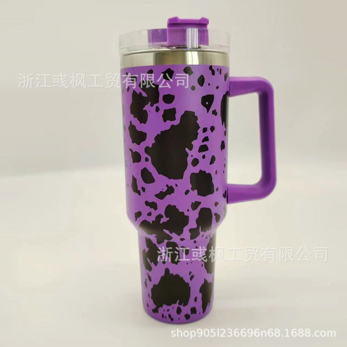 Wholesale Cow Print 40oz Insulated Car Cup with Handle - Stainless Steel Travel MOQ≥2