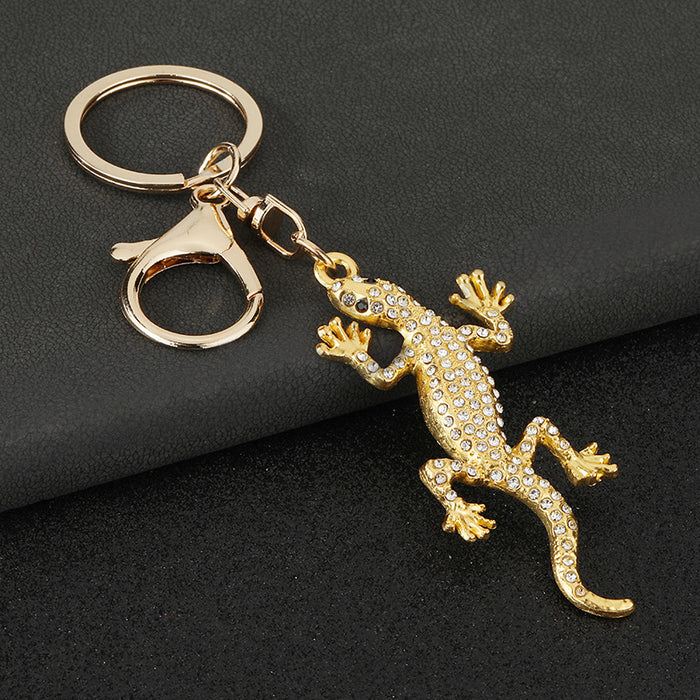 Wholesale Creative animal studded gecko keychain, handmade diamond accessories, full diamond pendant, keychain gift