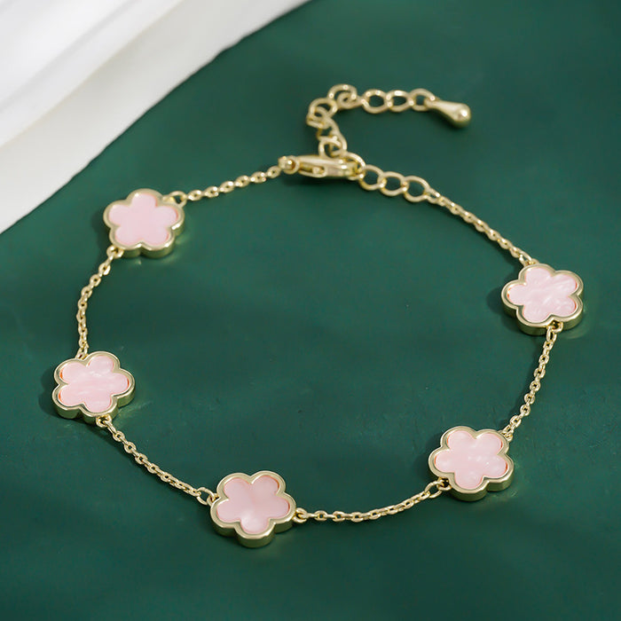 Wholesale Five Leaf Clover Alloy Bracelet JDC-BT-ZhuoM010